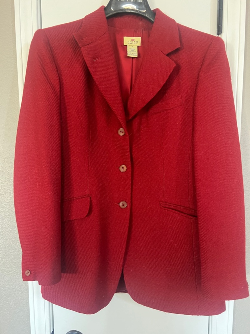 Vintage The Limited 100% Wool Blazer in Deep Red